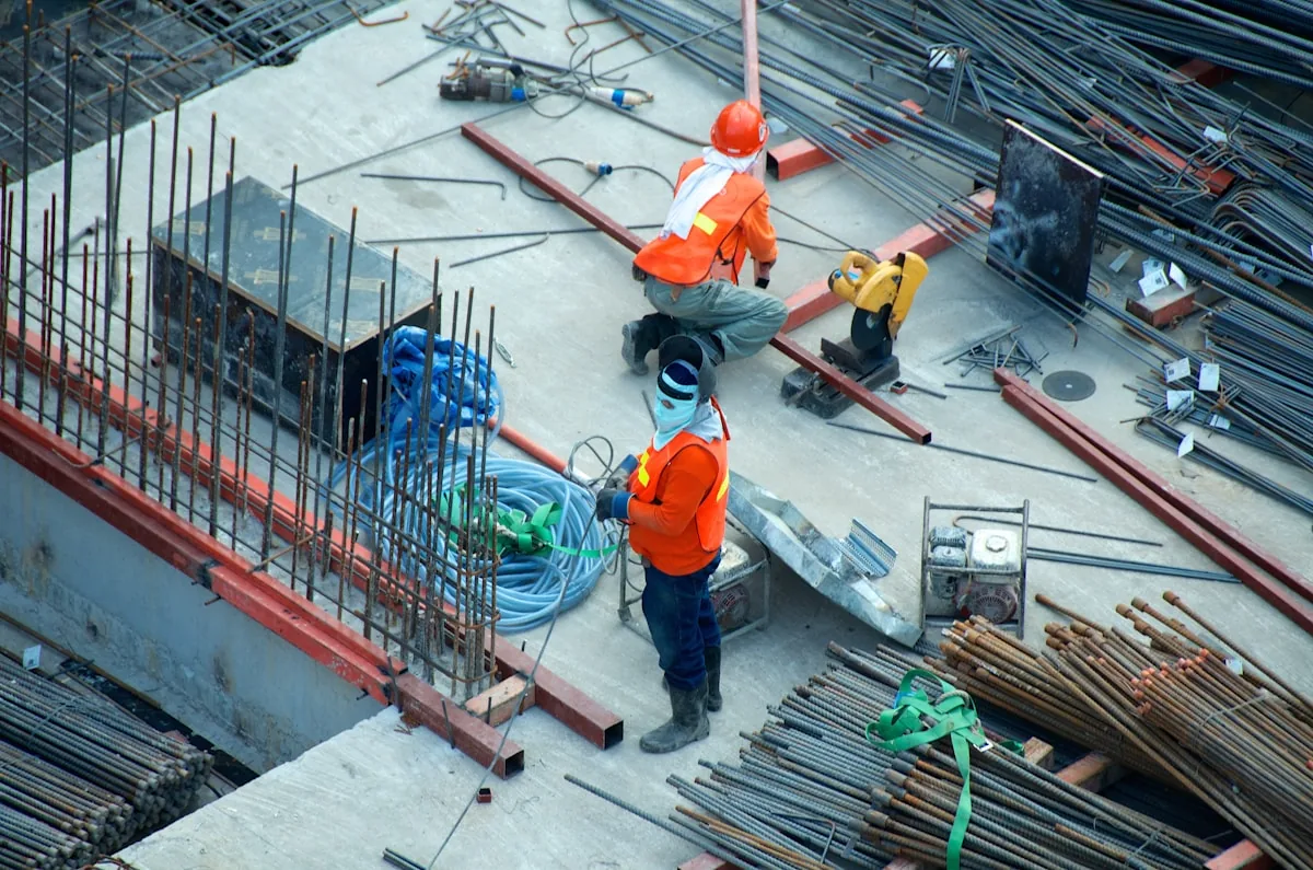 Construction crew working on a building project