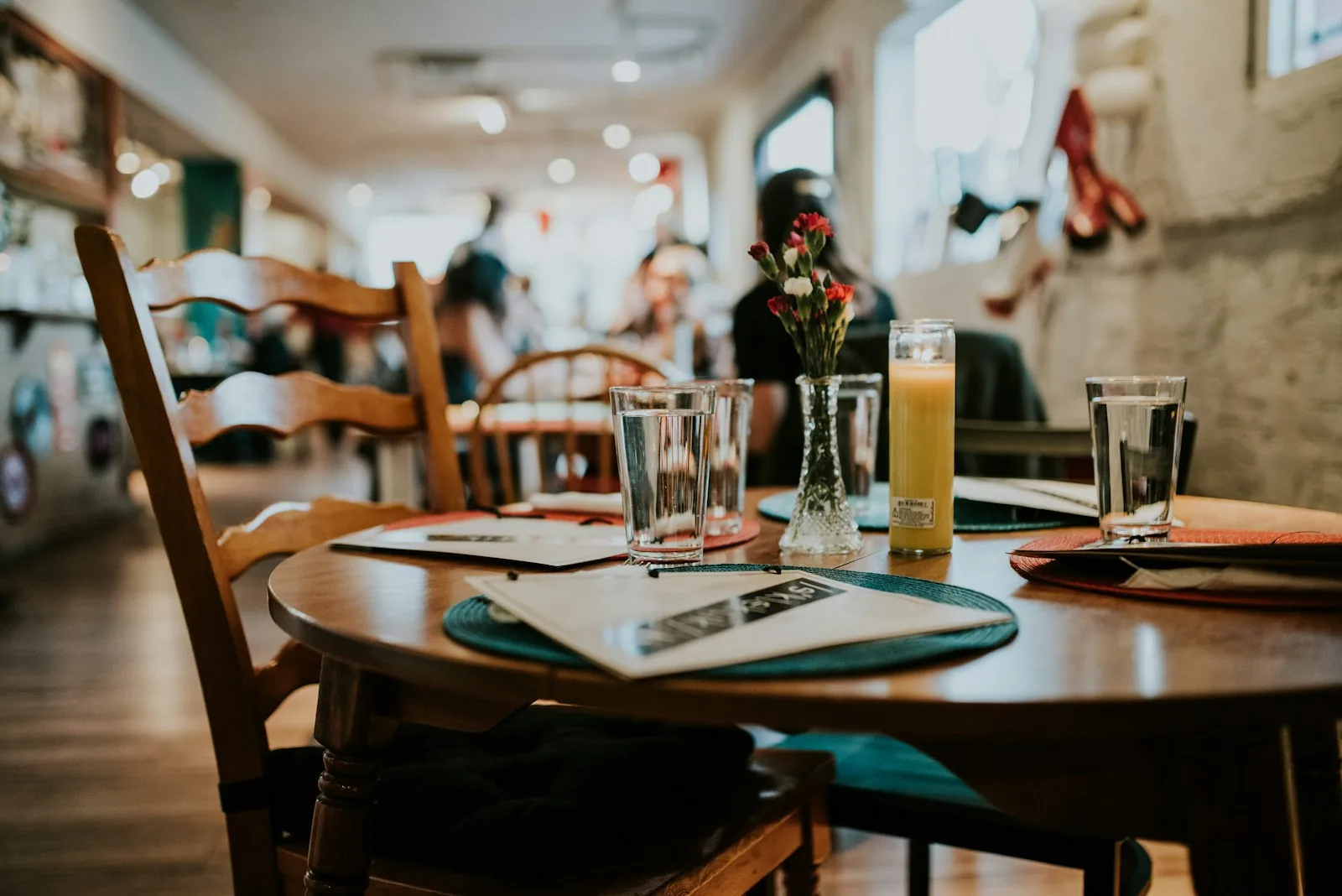 Warm neighborhood restaurant dining room